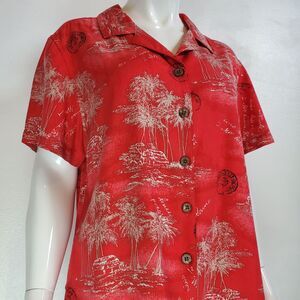 Vintage 90s Havana Jack's Cafe Red Tropical Shirt